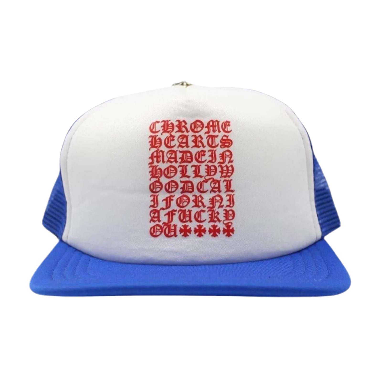 Chrome Hearts Eyechart Trucker Hat - Blue/White/Res