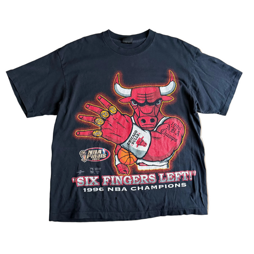 1996 Bulls Six Fingers Left Tee
